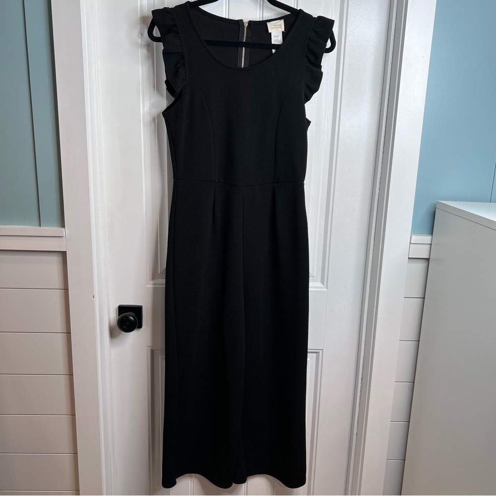 Caution to the Wind Elegant‎ Black Exposed Zipper Wide Leg Jumpsuit. Size 8.